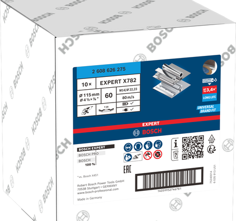 Lamelový kotouč Bosch EXPERT X782, zkosený, 115 mm, zrnitost 60.